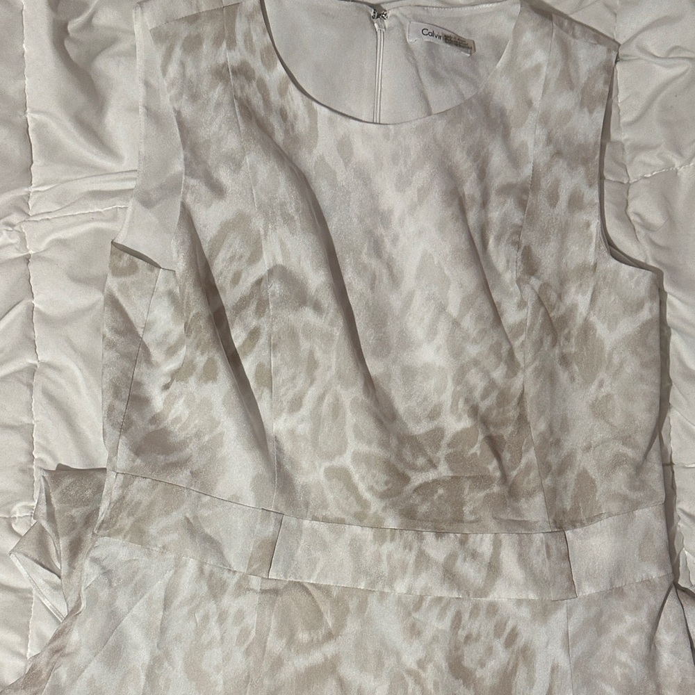 Calvin Klein Cream Leopard Print Dress